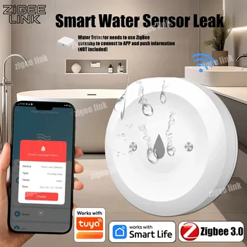 Intelligenter Wasserlecksensor für Tuya ZigBee 3.0, Überschwemmungs- und Leckagesensor, Alarm, APP
