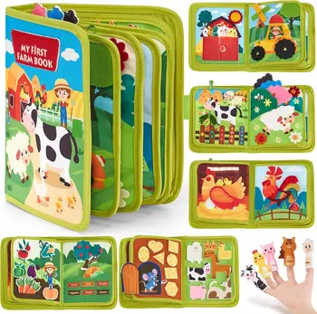 Baby Frühförderungs-Schultasche: Sicheres interaktives Filz-Busy-Board, Alphabet-Lernspielzeug für Kinder
