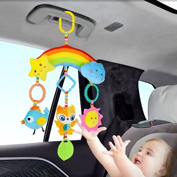 Babyspielzeug für 0 3 6 12 Monate, Regenbogen-Aktivität, Plüschtier-Kinderwagen, hängendes Spielzeug