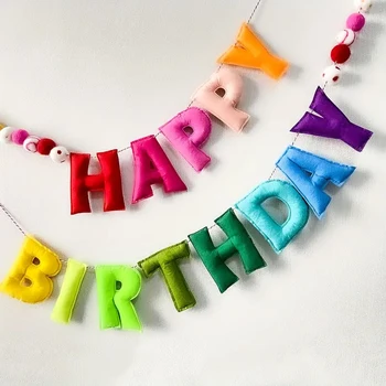Farbenfrohe 3D-Dreidimensionale Happy-Birthday-Banner-Set Partydekoration Fotodekoration