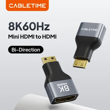 CABLETIME Mini-HDMI-Adapter Mini/Micro HDMI auf HDMI-Adapter 8K 60Hz für Raspberry Pi ZeroW Camcorder Laptop