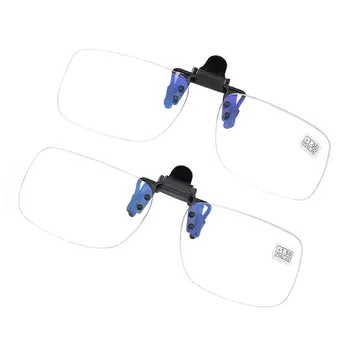 Ultraleichte Presbyopie-Brille mit Clip, Lesebrille, hochklappbar, randlose Lupenlinse mit Clip +1,0 ~ +4,0