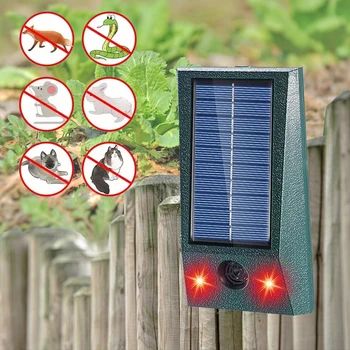 Solar-Ultraschall-Tiervertreiber für den Außenbereich, roter LED-Blitz, Insektenvertreiber, IP66, wasserdicht