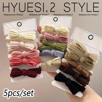Einfache Bogen Haar Krawatten Seile Bunte Elastische Nahtlose Pferdeschwanz Halter Gummiband (5 Stück)