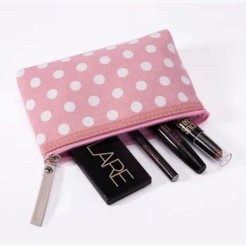 Leinwand Dot Print Make-Up Tasche Frauen Kosmetik Taschen Kulturbeutel Telefon Organizer Schlüssel Telefon