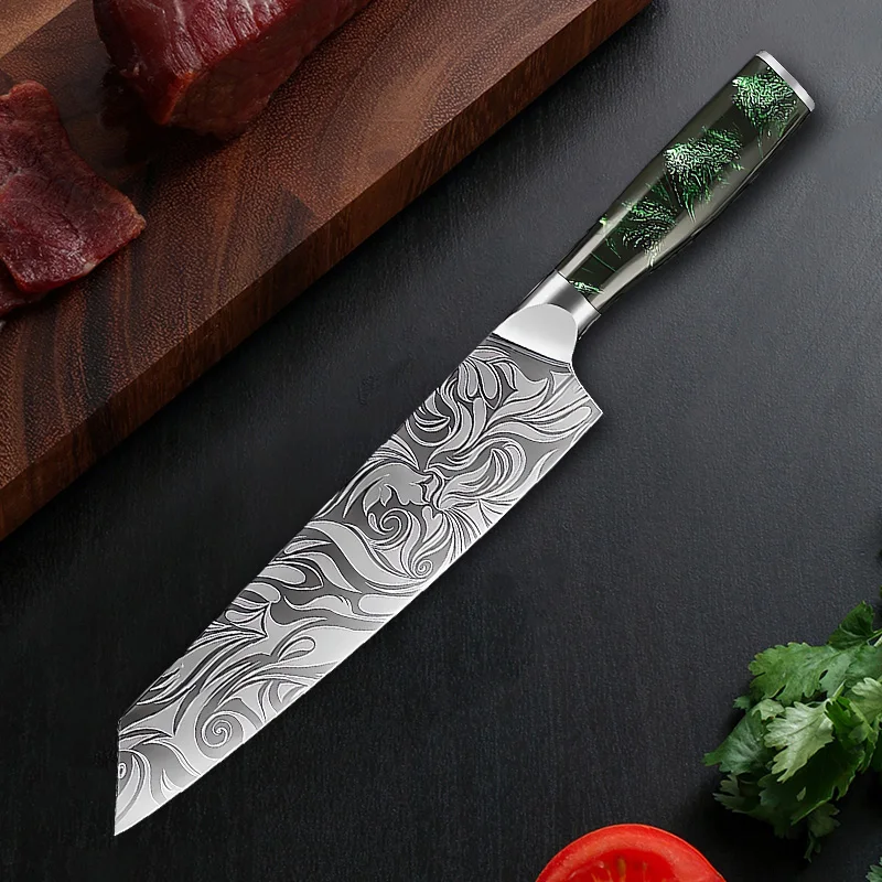 Küchenmesser Chef Japanisches Messer Laser Damaskus Muster – Bild 4