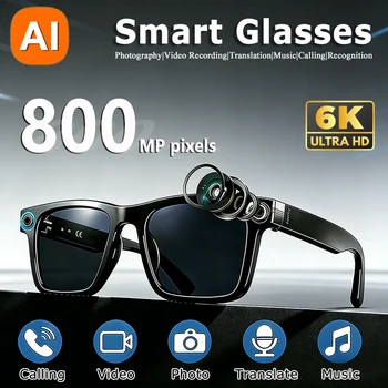 6K HD KI-Kamerabrille 800MP Photochrome Multifunktionale Smart-Brille Bluetooth-Anrufe Foto Video ChatGPT
