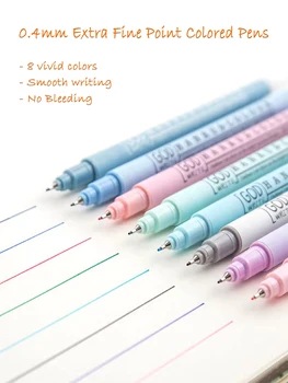 8 Farben 0,4 mm farbige Stifte mit extra feiner Spitze, wasserbasierter Journal-Planer-Fineliner-Stift