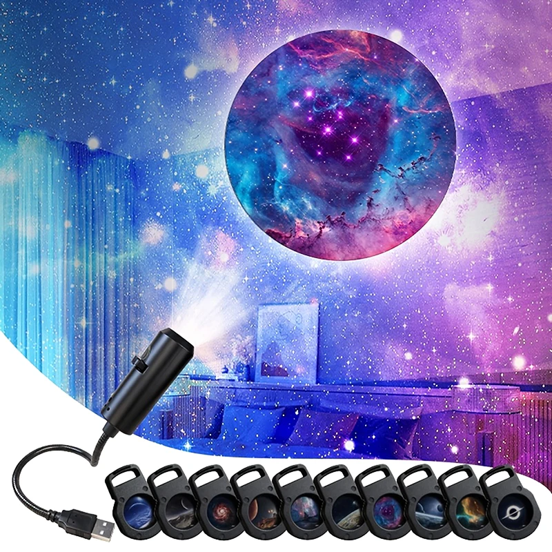 LED-Galaxie-Projektionslicht 1 Licht + 10 Bildwechsel