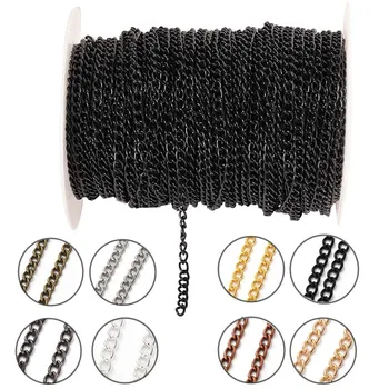 2 Meter flache 2,5/3,5/4,5 mm Verlängerung dünne Kette Metallkette DIY Halskette Körperkette
