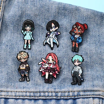 6er-Set Alien Stage Cartoon-Charakter-Emaille-Pins: Mizi, Sua, Ivan, Hyuna, Luka - Metallbroschen
