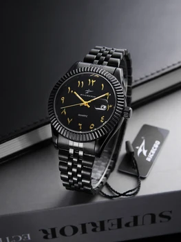 Ricecgo personalisierte Armbanduhr, komplett schwarzes Stahlarmband, unverwechselbares digitales Zifferblatt