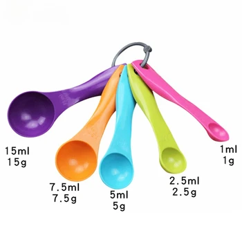 Bunte Kaffee Messlöffel Kunststoff (1/2,5/5/7,5/15 ml) löffel Super Nützliche Zucker Kaffee Kuchen (5 Stück)