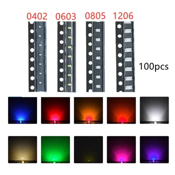 SMD 0402 0603 0805 1206 Rot Blau Weiß Grün Orange Rosa klare Leuchtdiode (100 Stück)