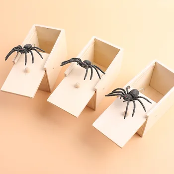 Tricky Toy Simulation Spinne Holzkiste Parodie Insekt Spinnenkasten Kreatives Spukhaus Horror Szene Layout