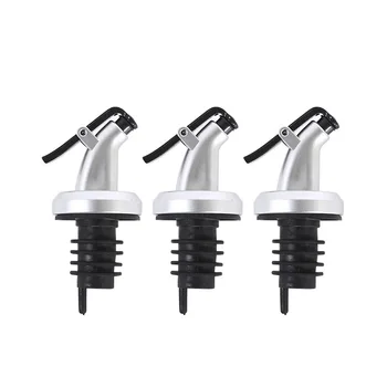 Silver Household Kitchen Seasoning Bottles Soy Sauce Vinegar Bottles Mouth Stoppers No Oil Leakage (3 Stück)