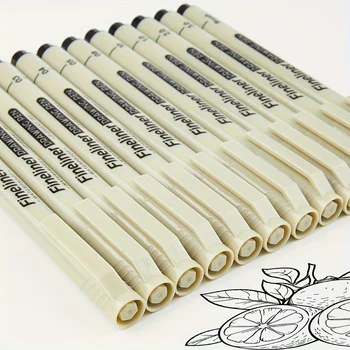 Schwarzes wasserfestes Fineliner-Stiftset, Multi-Linien-Zeichenstifte für Skizzieren, Journaling (12 Stück)