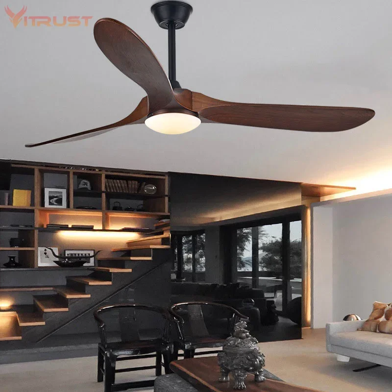 Luxuriöser Deckenventilator aus natürlichem Holz, dekorativer