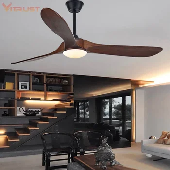Luxuriöser Deckenventilator aus natürlichem Holz, dekorativer Hängeventilator für Zuhause mit umkehrbarem