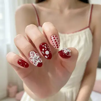 Nagelkunst-Aufkleber mit Blumen-, Polka-Dot- und Schleifendesign, DIY-Sticker für Maniküre, Scrapbooking