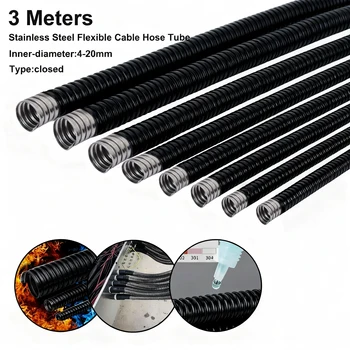 4 mm-20 mm flexibles Metallrohr, 3 Meter, flüssigkeitsfest, PVC-beschichtetes 304-Stahl-Wellrohr für den