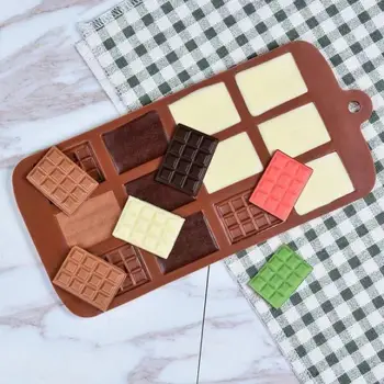 12, gleichmäßige Schokoladenform, Silikonform, Fondant, Waffeln, Formen, DIY, Süßigkeiten-Bar-Form