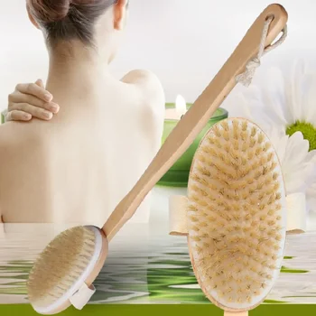 Holz Abnehmbare Lange Griff Dusche Körper Pinsel Bade Massage Zurück Körper Peeling Pinsel Bad Waschen Pinsel