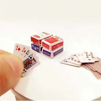 Mini süße 1:12 Puppenhaus Miniaturen Poker Home Dekoration Poker Karten Spielen Spiel für Puppe Kawaii Zubehör