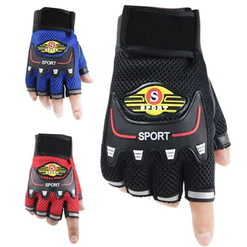 Fahrradhandschuhe für Herren, Sommer, Frühling, atmungsaktives Mesh, Workout, Halbfinger-Handschuhe, Motorrad