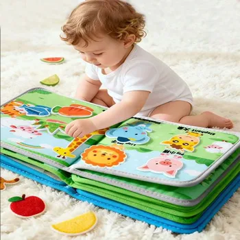 Montessori Spielzeug Bauernhof Tier Geschichte Beschäftigt Tuch Buch Vorschule Lernen Feinmotorik Spielzeug