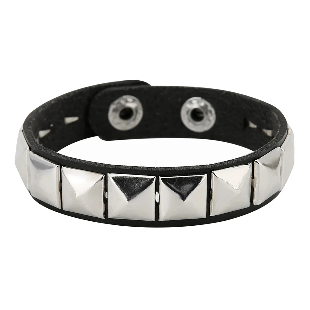Neues einreihiges Punkrock-Armband mit Nieten, quadratisches – Bild 2