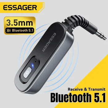 Essager Bluetooth 5.1 Audio Receiver Sender 3,5 MM 3,5 AUX mit Mikrofon Stereo Musik Wireless Adapter für PC