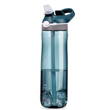 750ml tragbare Sport wasser flasche mit Strohhalm für Camping Wandern Outdoor Kunststoff transparente bpa