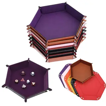 Rolling Folding Hexagon Würfel Spiel Ablage PU Leder & Samt Matte Halter Doppelseitige Dicke Büro Liefert
