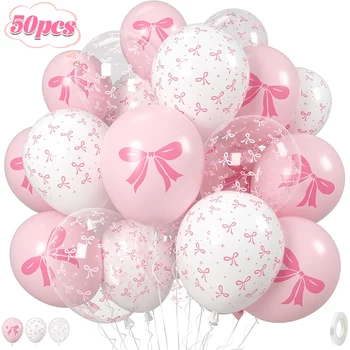 Latexballon mit Schleifenmotiv, 30,5 cm, Schleife, bedruckt, weiße Luftballons für Kinder, Mädchen