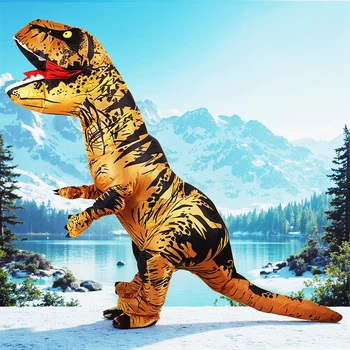 Lustiges Cartoon-Maskottchen Raptor Dinosaurier Aufblasbares Kostüm für Purim, Halloween, Weihnachten