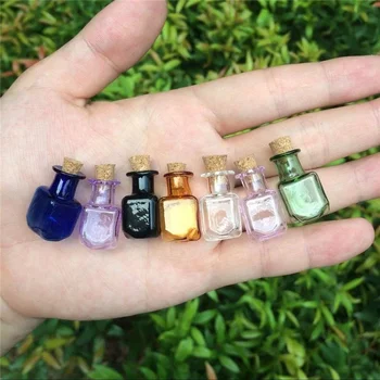 Mini Glas Farb flaschen mit Korks topfen Wunsch flaschen Geschenk Anhänger DIY Wohnkultur Handwerk (9 Stück)
