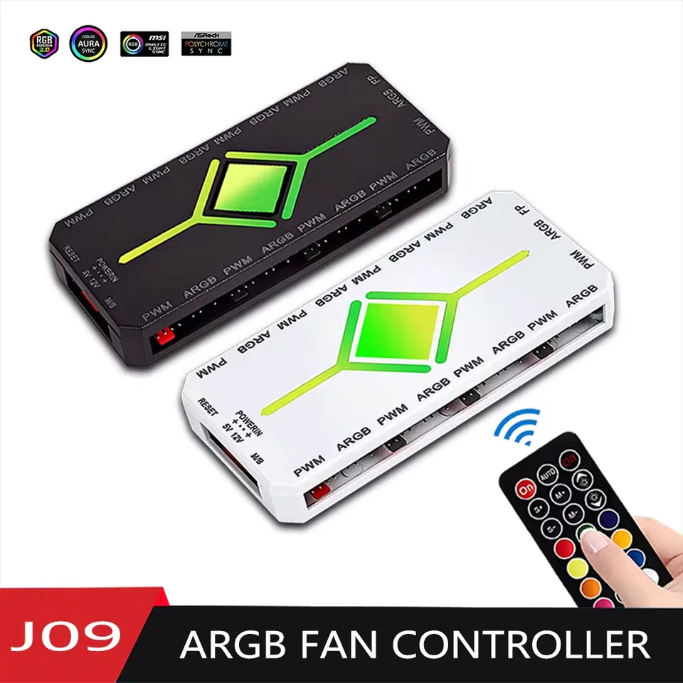 1 bis 9 Port ARGB PWM Fan Hub Adapter mit ARGB Controller 5V – Bild 2