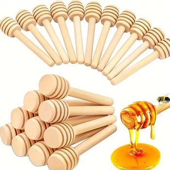 Holz-Honigschöpfer, 8 cm, Honigrührer, Marmelade-Rührstäbchen für Honiggläser, Abgabe von Knebel, Honig