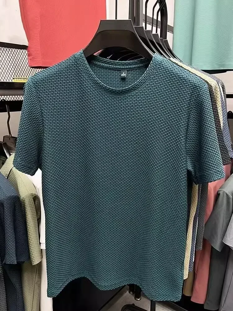 Herren Kurzarm Mesh Bambus Eisseide T-Shirt Lässig Vielseitig – Bild 6