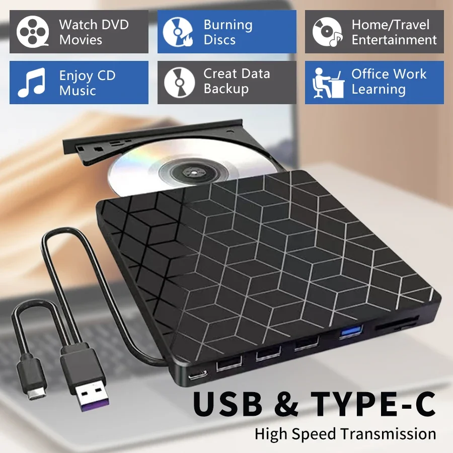 7-in-1-USB3.0- und Typ-C-CD-DVD-Recorder-Player – Bild 3
