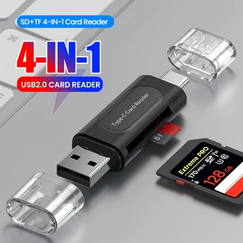 4-in-1-Multifunktions-USB-TYPE-C-Kartenleser, externer Speicher, schwarzer Stretch für Memory Stick USB 2.0