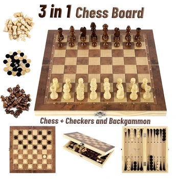 3-in-1-Brett, Party, Tischspiele, Würfel, Schach, Backgammon, Brett, Unterhaltung, Reisespiele, Dame, Schach