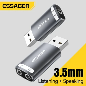 Essager Externe USB-Soundkarte auf 3,5 mm Mikrofon-Kopfhöreranschluss, Stereo-Headset, Audio-Mikrofon-Adapter