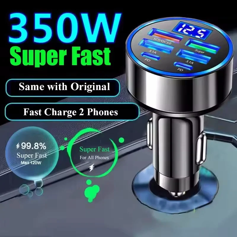 USB-C Auto-Ladegerät 350 W, PD und QC 3.0, für iPhone und