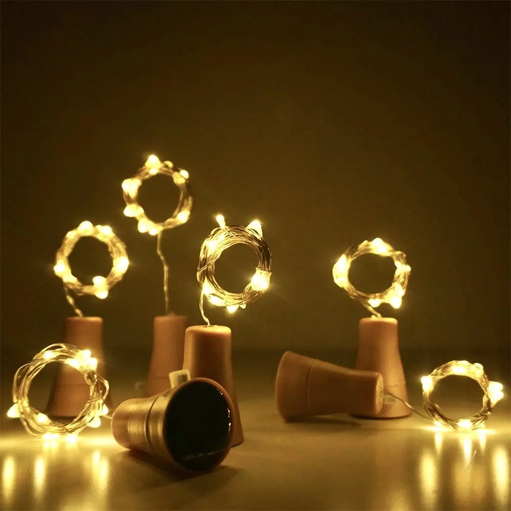 10/20LEDs Solar Wein Flasche String Licht Solar Kupfer Draht – Bild 4