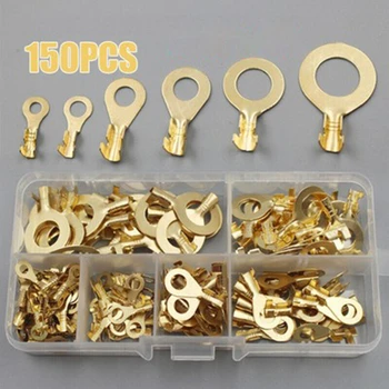 Runde Terminal Block DJ431 O-typ Lugs Terminals Kaltgepresste Stecker Kupfer Tab Verdrahtung Nase (150 Stück)