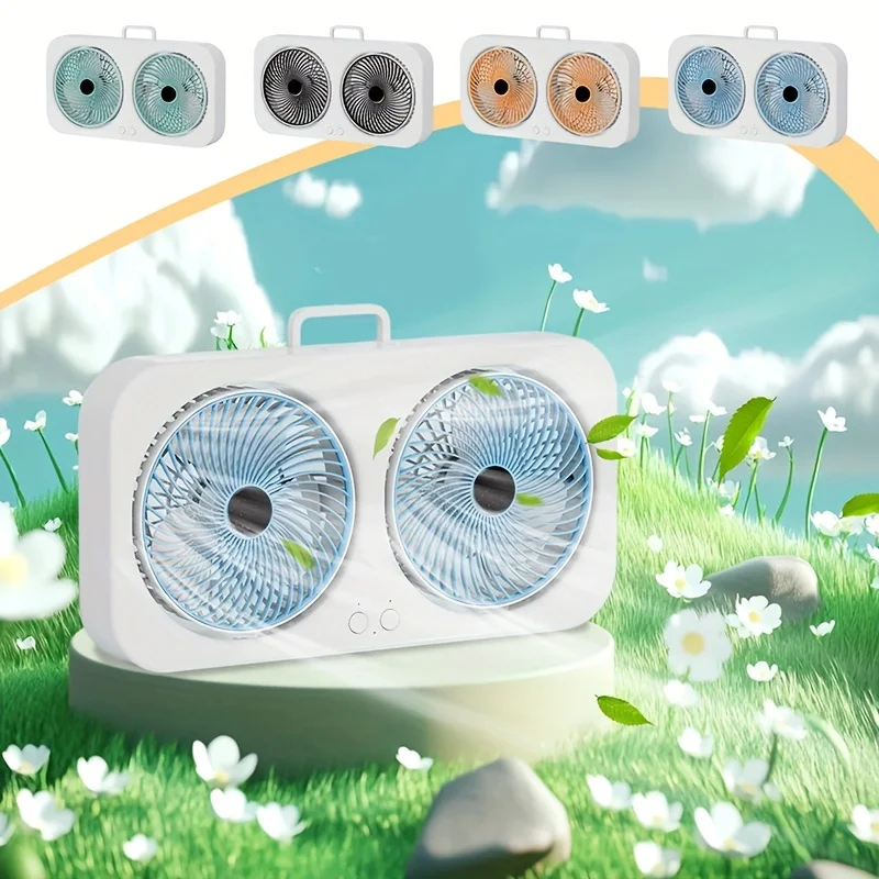 Doppelkopf-USB-Ventilator mit 360° Drehbaren Flügeln – Bild 2