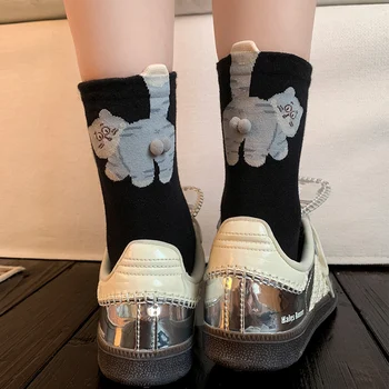 1/3 paar Dreidimensionale Katze Gedruckt Männer weibliche Mitte Rohr Socken Weiche Bequeme Schweiß Absorbieren