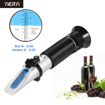 0-40 % Brix 0-25 % Alkohol Trauben Wein Refraktometer ATC Handheld Konzentration Meter Obst Zucker Inhalt